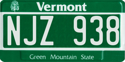 VT license plate NJZ938