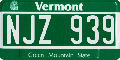 VT license plate NJZ939