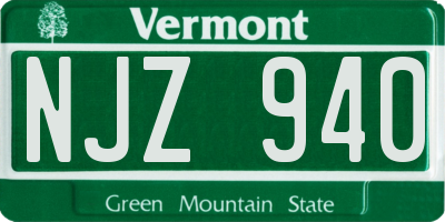 VT license plate NJZ940