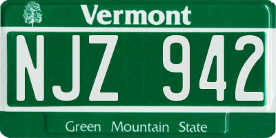 VT license plate NJZ942