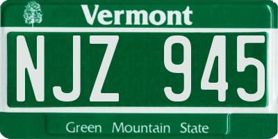 VT license plate NJZ945