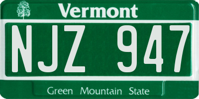 VT license plate NJZ947