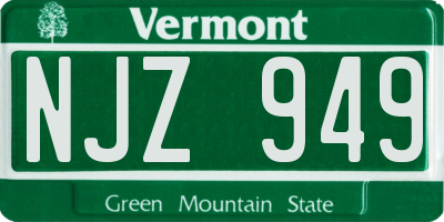 VT license plate NJZ949