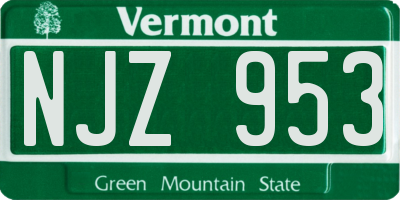 VT license plate NJZ953