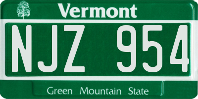 VT license plate NJZ954