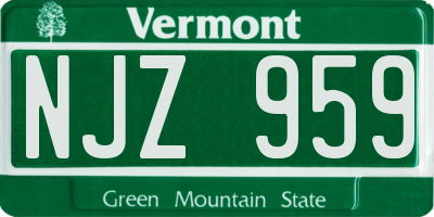 VT license plate NJZ959