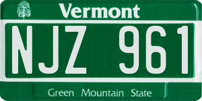 VT license plate NJZ961