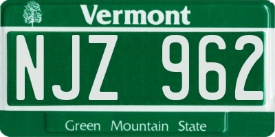 VT license plate NJZ962