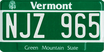 VT license plate NJZ965