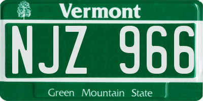 VT license plate NJZ966