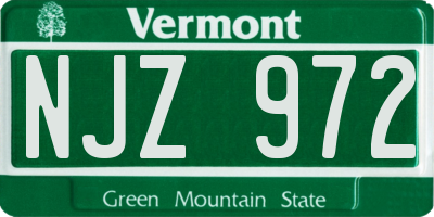 VT license plate NJZ972