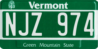 VT license plate NJZ974