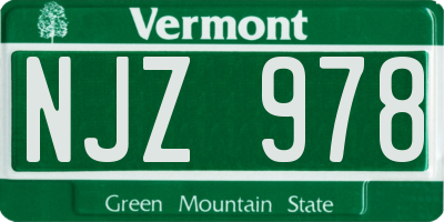 VT license plate NJZ978