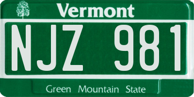 VT license plate NJZ981