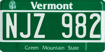 VT license plate NJZ982