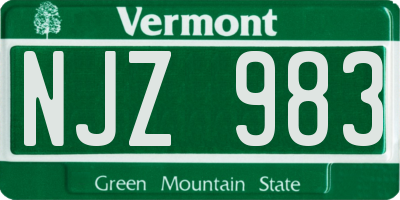 VT license plate NJZ983