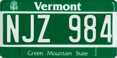 VT license plate NJZ984