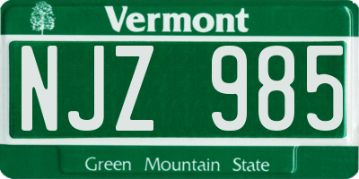 VT license plate NJZ985