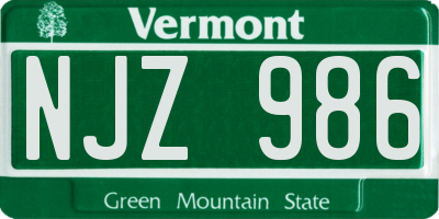 VT license plate NJZ986