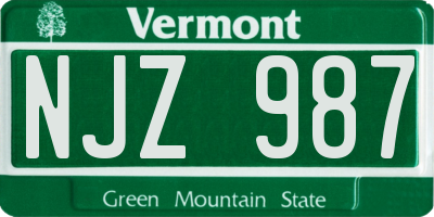 VT license plate NJZ987