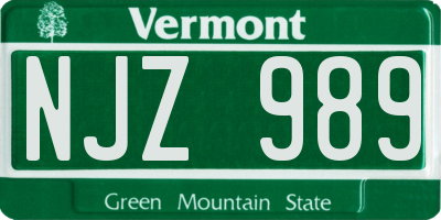 VT license plate NJZ989