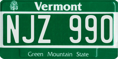 VT license plate NJZ990