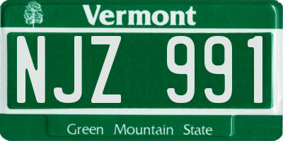 VT license plate NJZ991