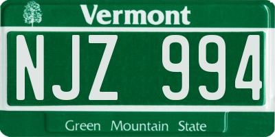 VT license plate NJZ994