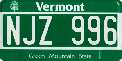VT license plate NJZ996