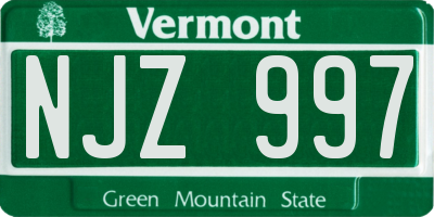 VT license plate NJZ997