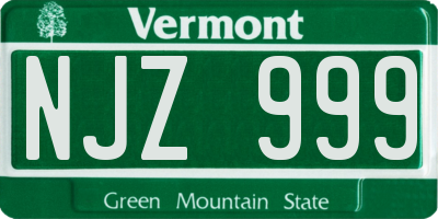VT license plate NJZ999