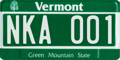 VT license plate NKA001