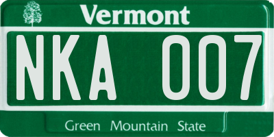 VT license plate NKA007