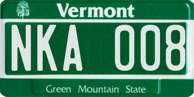 VT license plate NKA008
