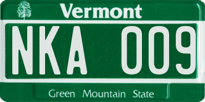 VT license plate NKA009