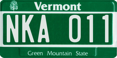 VT license plate NKA011
