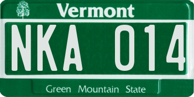 VT license plate NKA014