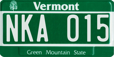 VT license plate NKA015