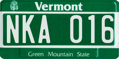 VT license plate NKA016