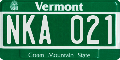 VT license plate NKA021