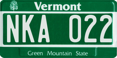 VT license plate NKA022