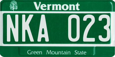 VT license plate NKA023