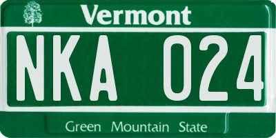 VT license plate NKA024
