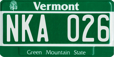 VT license plate NKA026