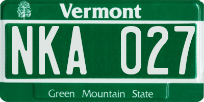 VT license plate NKA027