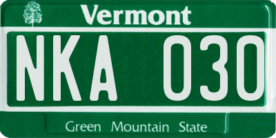 VT license plate NKA030