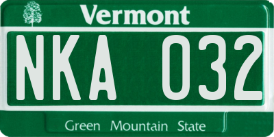 VT license plate NKA032