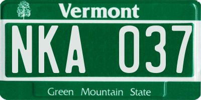 VT license plate NKA037