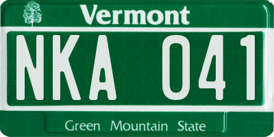VT license plate NKA041