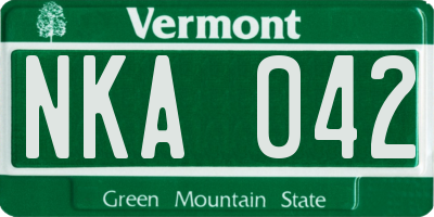 VT license plate NKA042